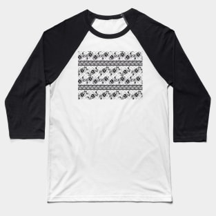 Black Lace Pattern Baseball T-Shirt